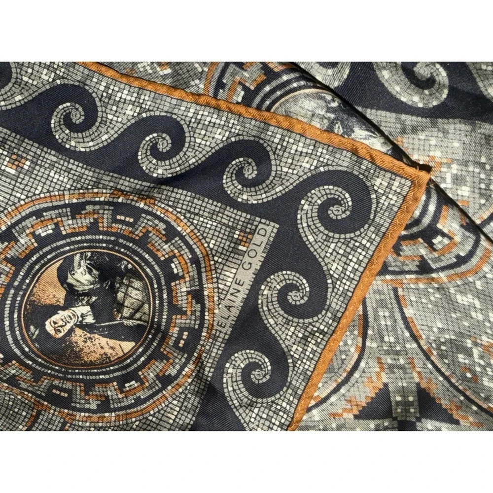 Designer‎ Silk Scarf Vintage Portrait Mosaic Design Square